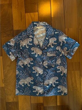 Printfresh Blue Leopard & Floral Camp Collar Shirt
